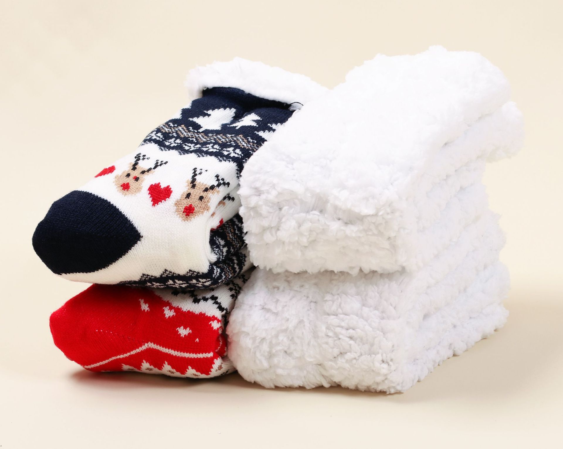 Fuzzy Slipper Socks Winter Nordic Style Knit Short Sock Sleeping Floor Sock
